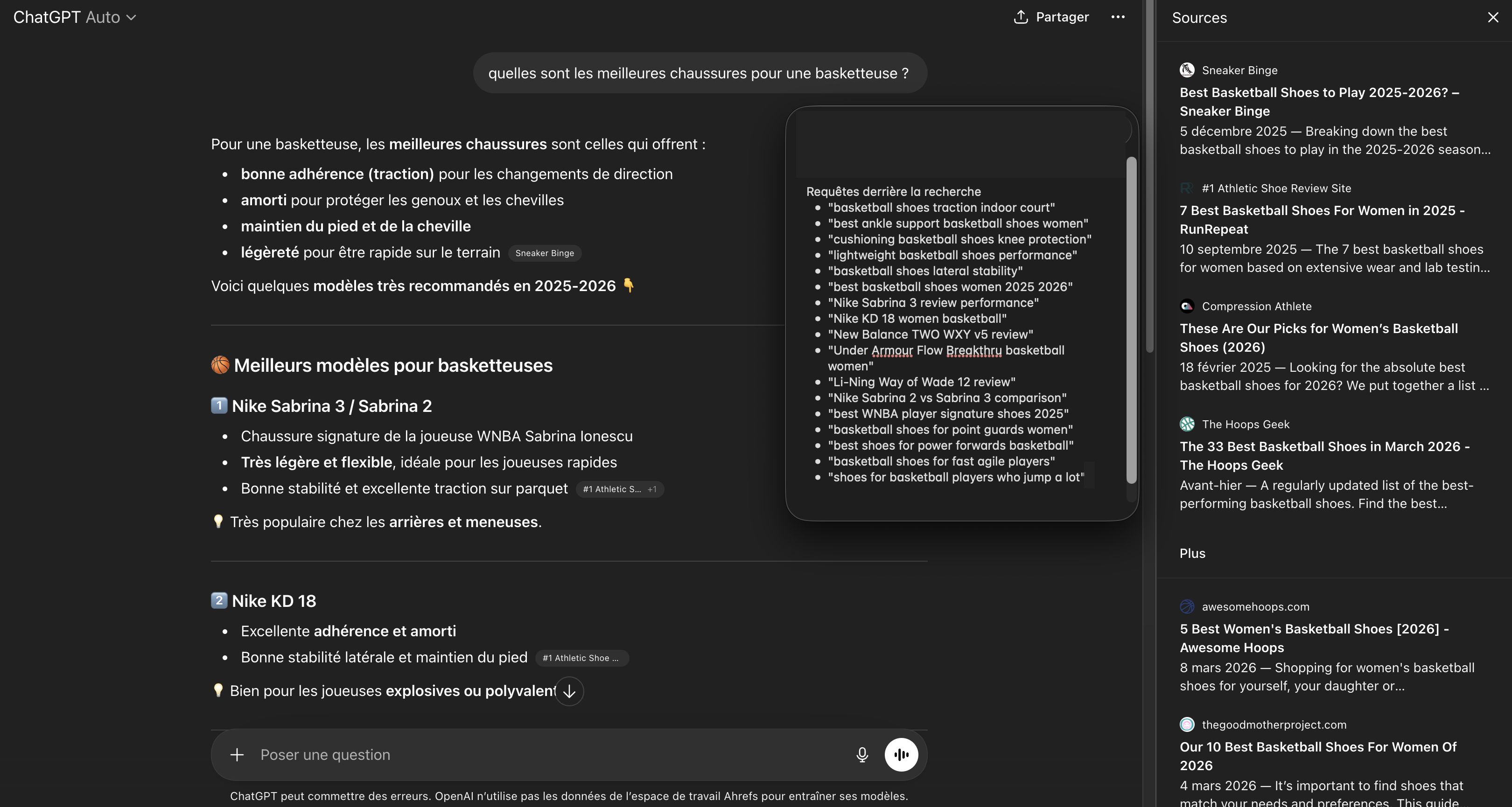 Exemple de requêtes fanout avec ChatGPT