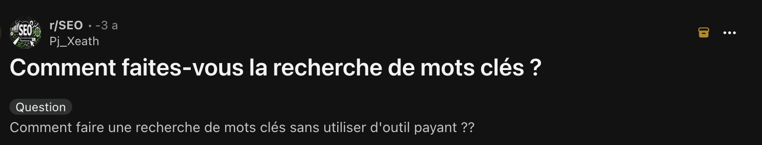 Thread Reddit pour le SEO : Comment trouver des idées de mots clés