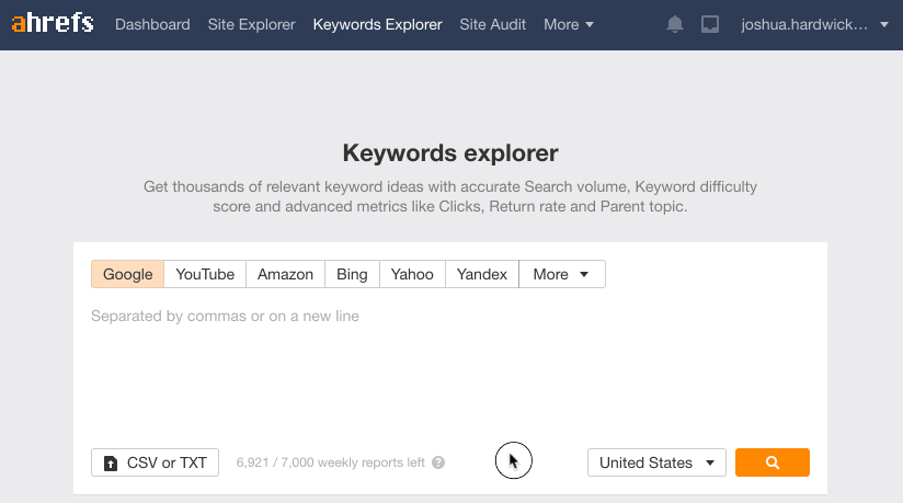 Import de mots-clés dans Keywords Explorer depuis un CSV