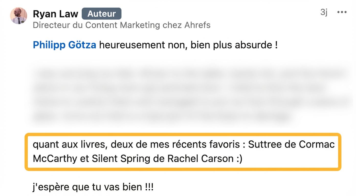 Témoignage de Ryan qui a un excellent goût sur ses lectures