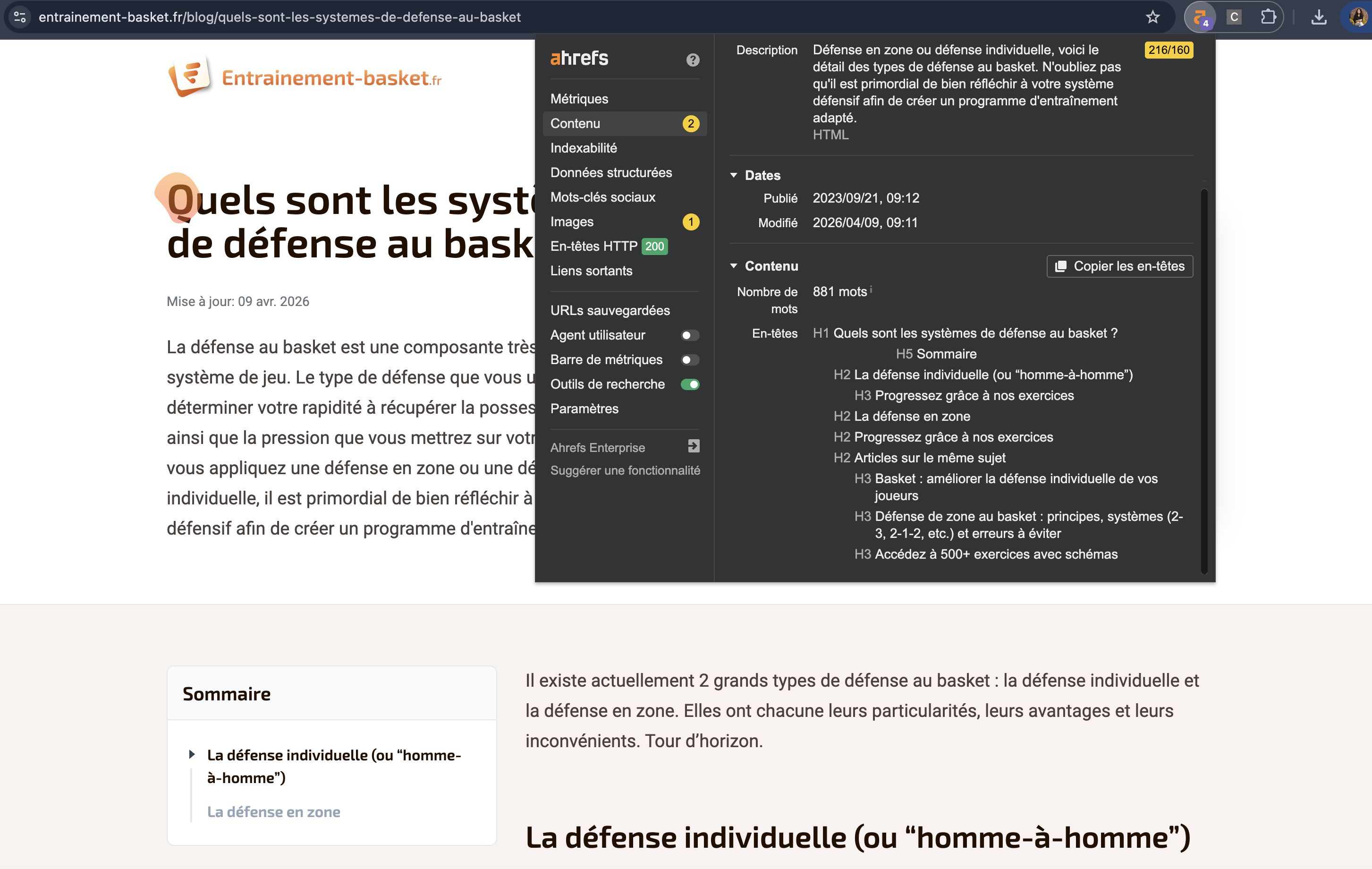 trouver-structure-headings-dans-contenu-avec-extension-seo-ahrefs