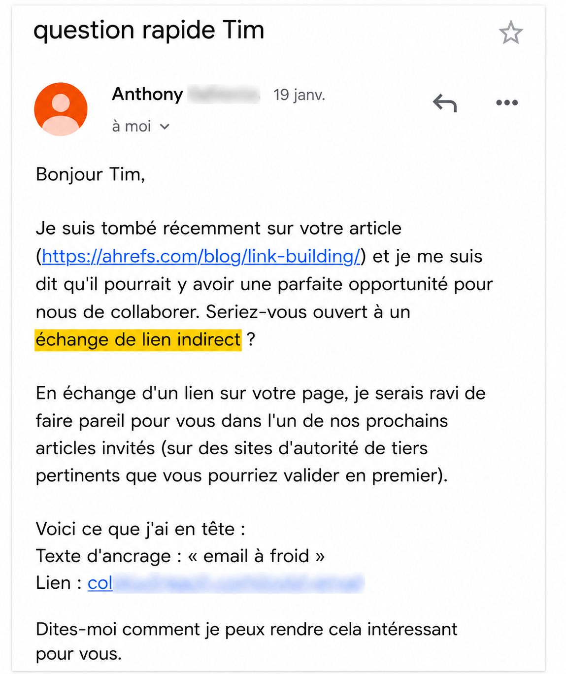 proposition d'échange de backlinks