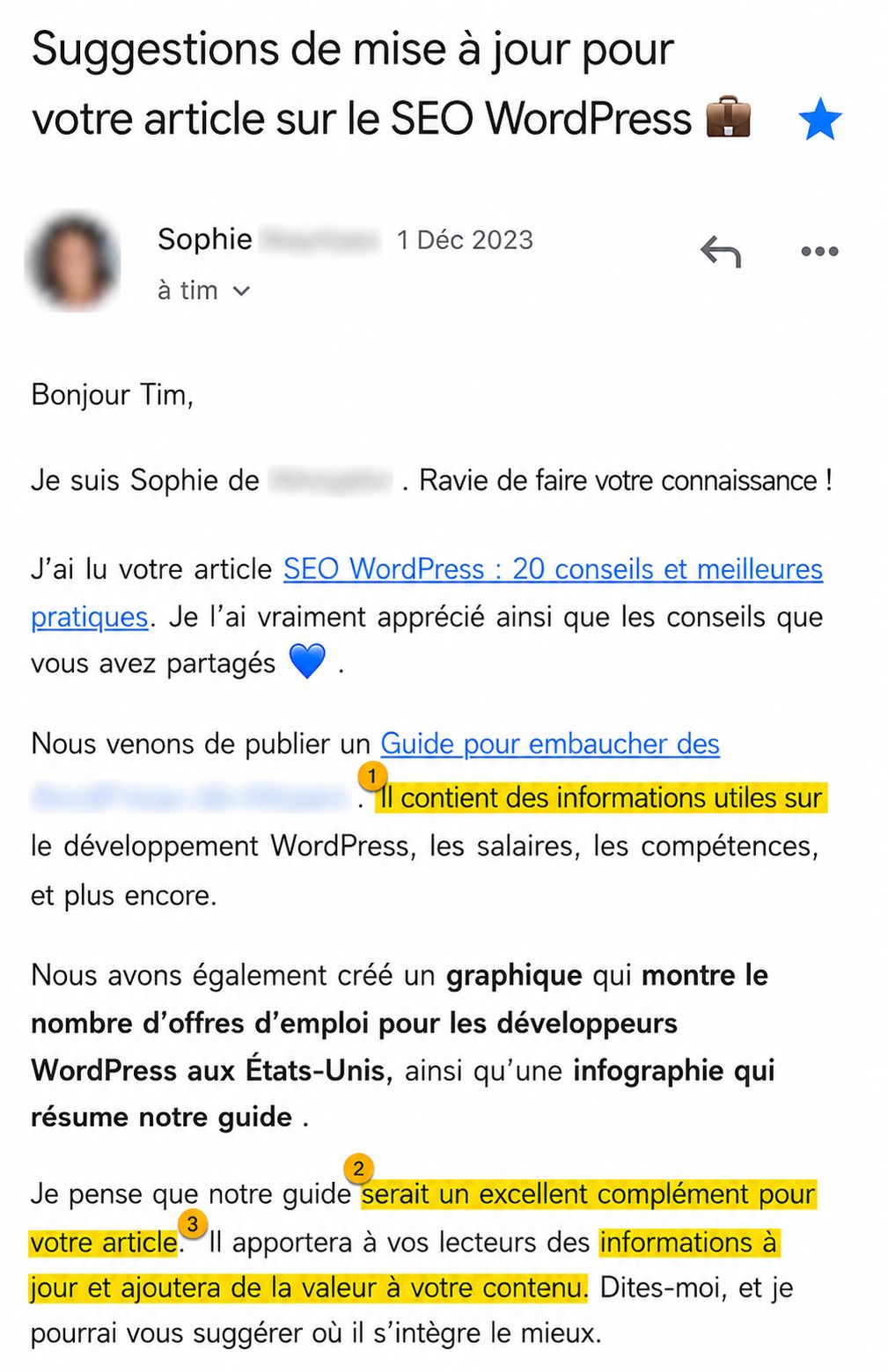 suggestion de mise à jour de contenu pour obtenir un backlink