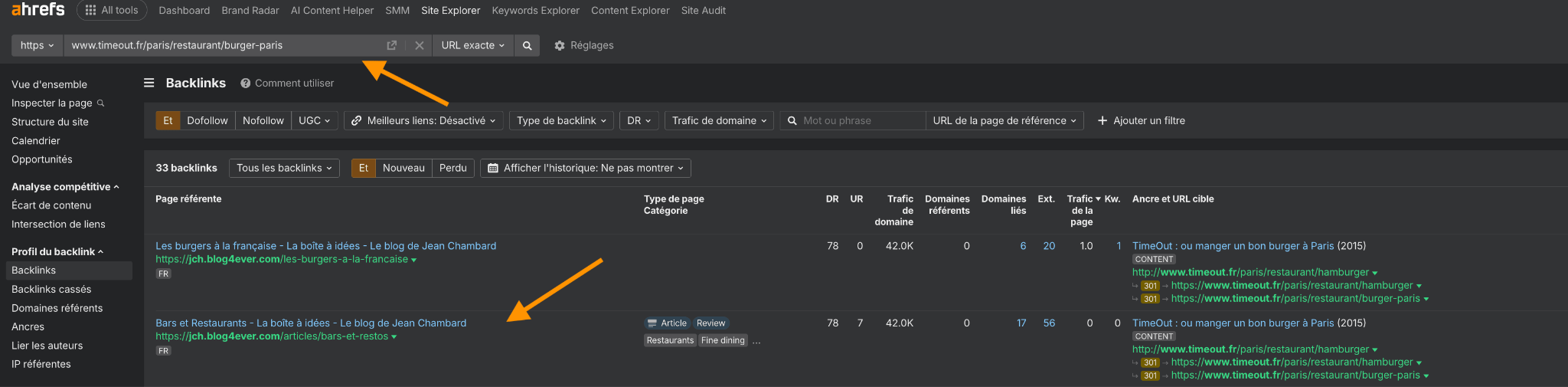 trouver les backlinks de vos concurrents