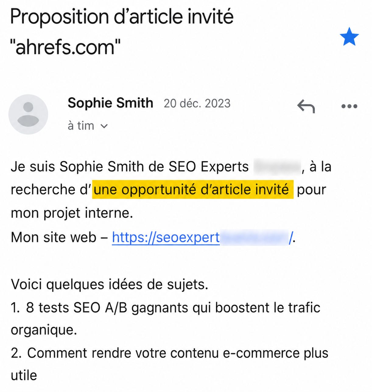 proposition d'article invité pour obtenir un backlink