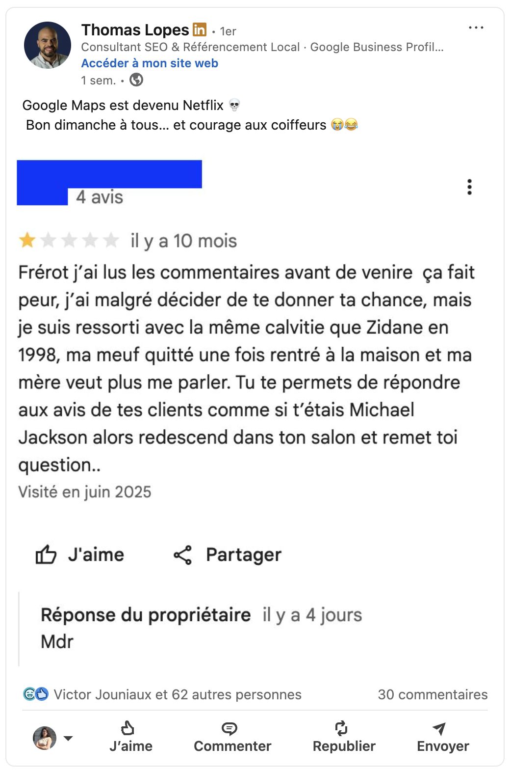 Avis Google sur LinkedIn