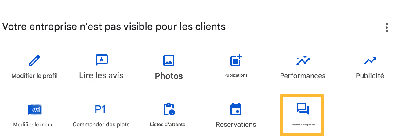 Profil d’Entreprise Google : section Questions/Réponses