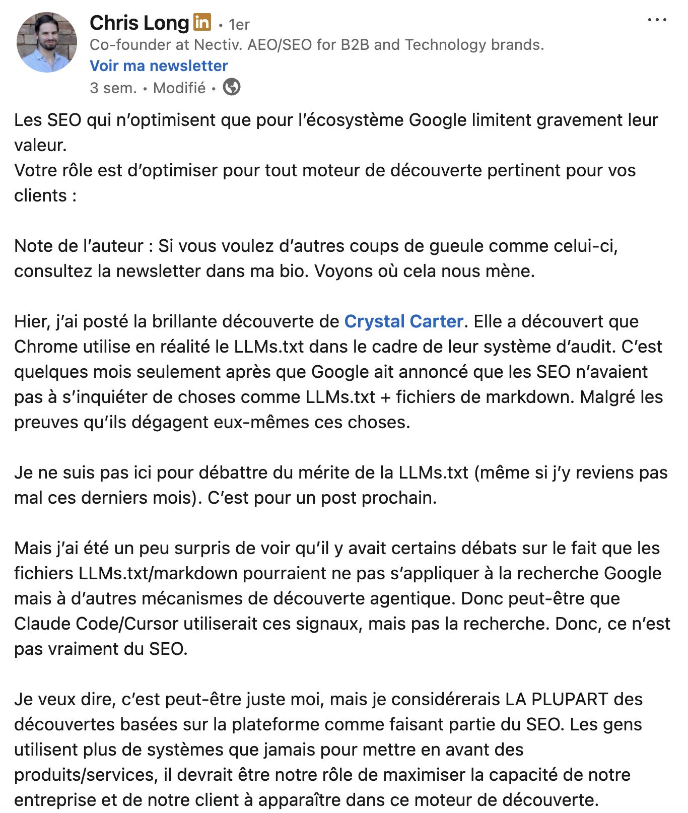 publication-chris-long-avis-confirme-fichier-llms-txt-etude-ahrefs