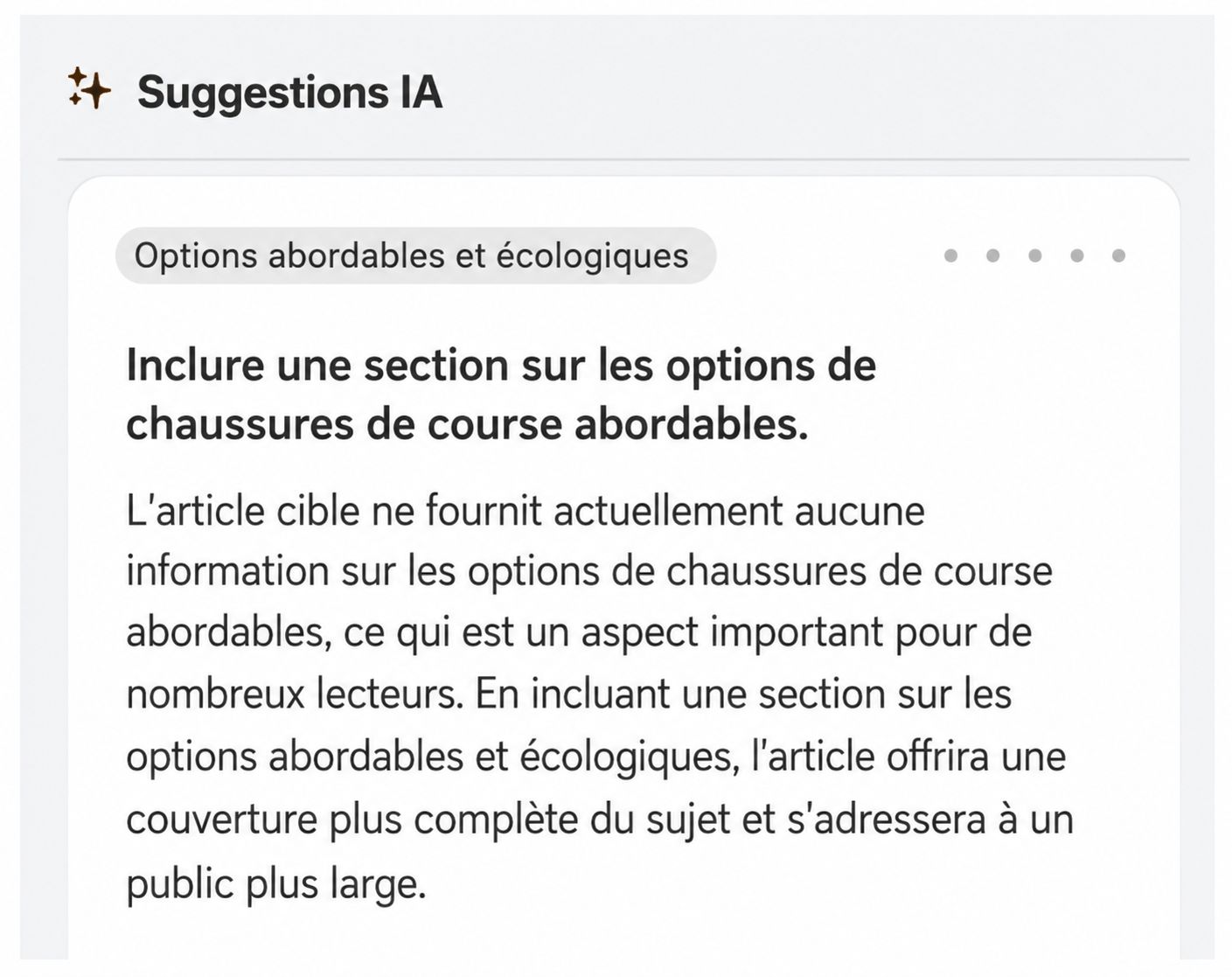 Les suggestions IA de l'outil Content Helper d'Ahrefs 