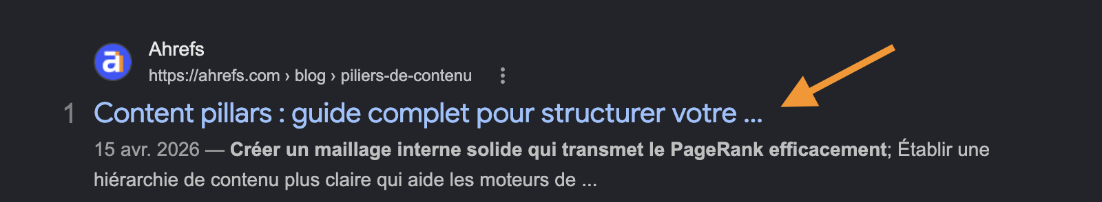 Exemple d'une balise titre tronquée par Google 