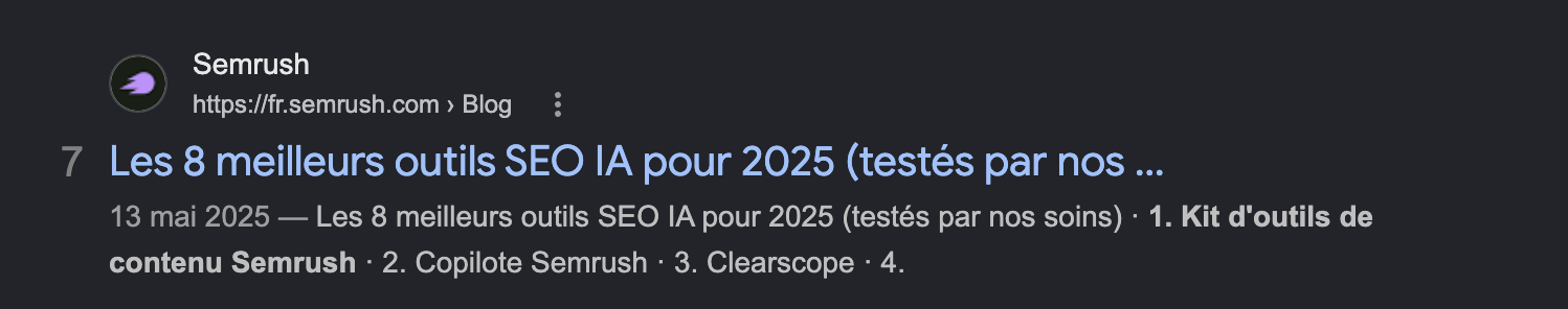 Exemple de balise titre tronquée par Google 