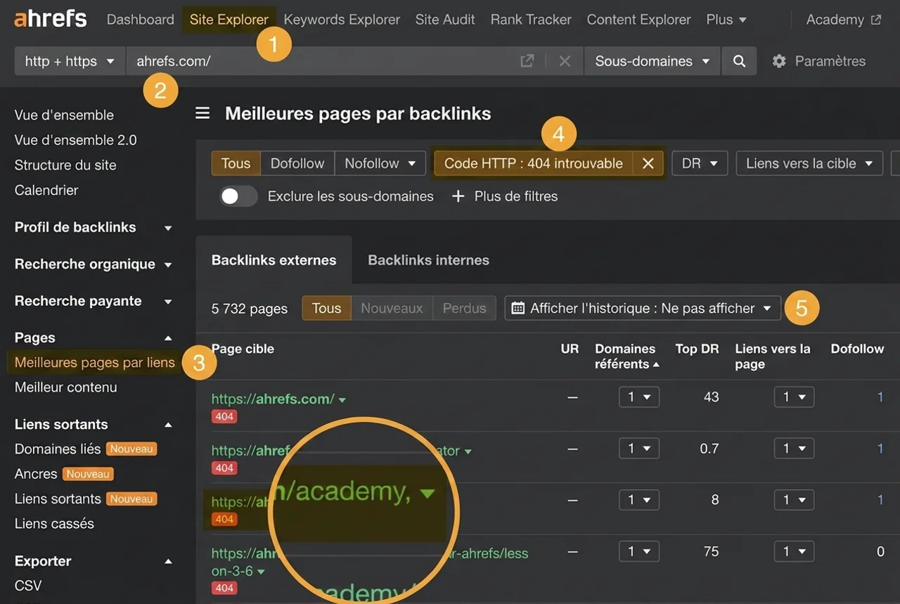 Comment trouver les backlinks cassés pointant vers votre site.