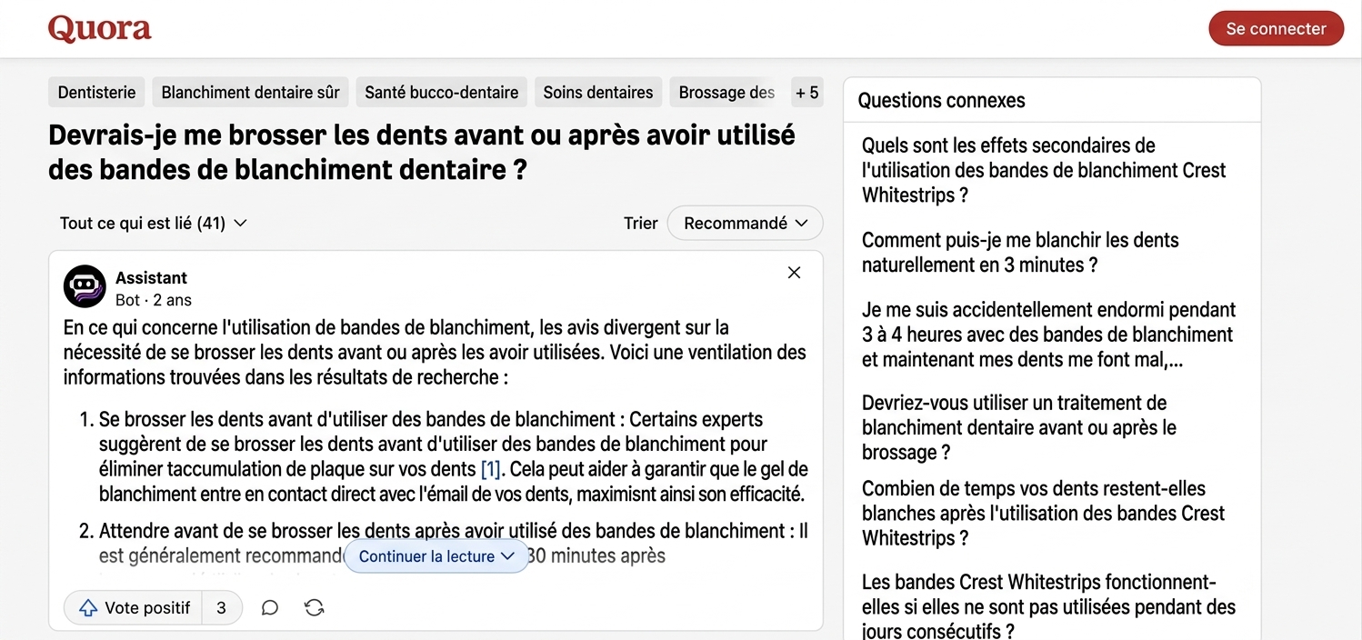 Meilleures réponses de l'assistant IA de Quora dans les fils de discussion
