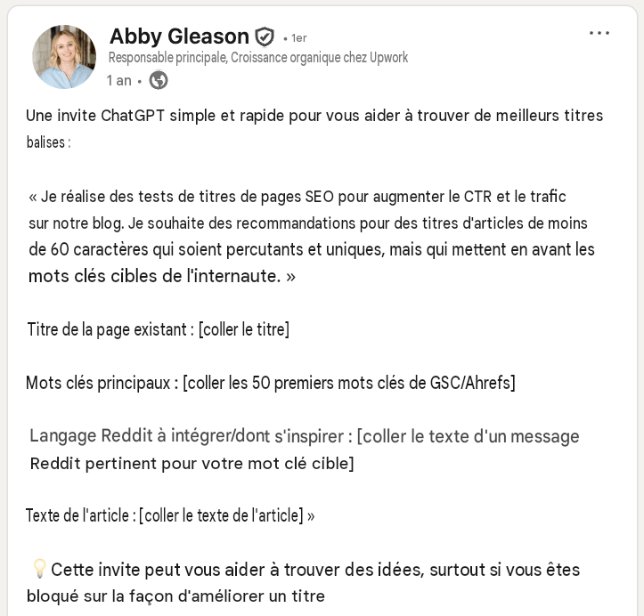 post LinkedIn Abby Gleason