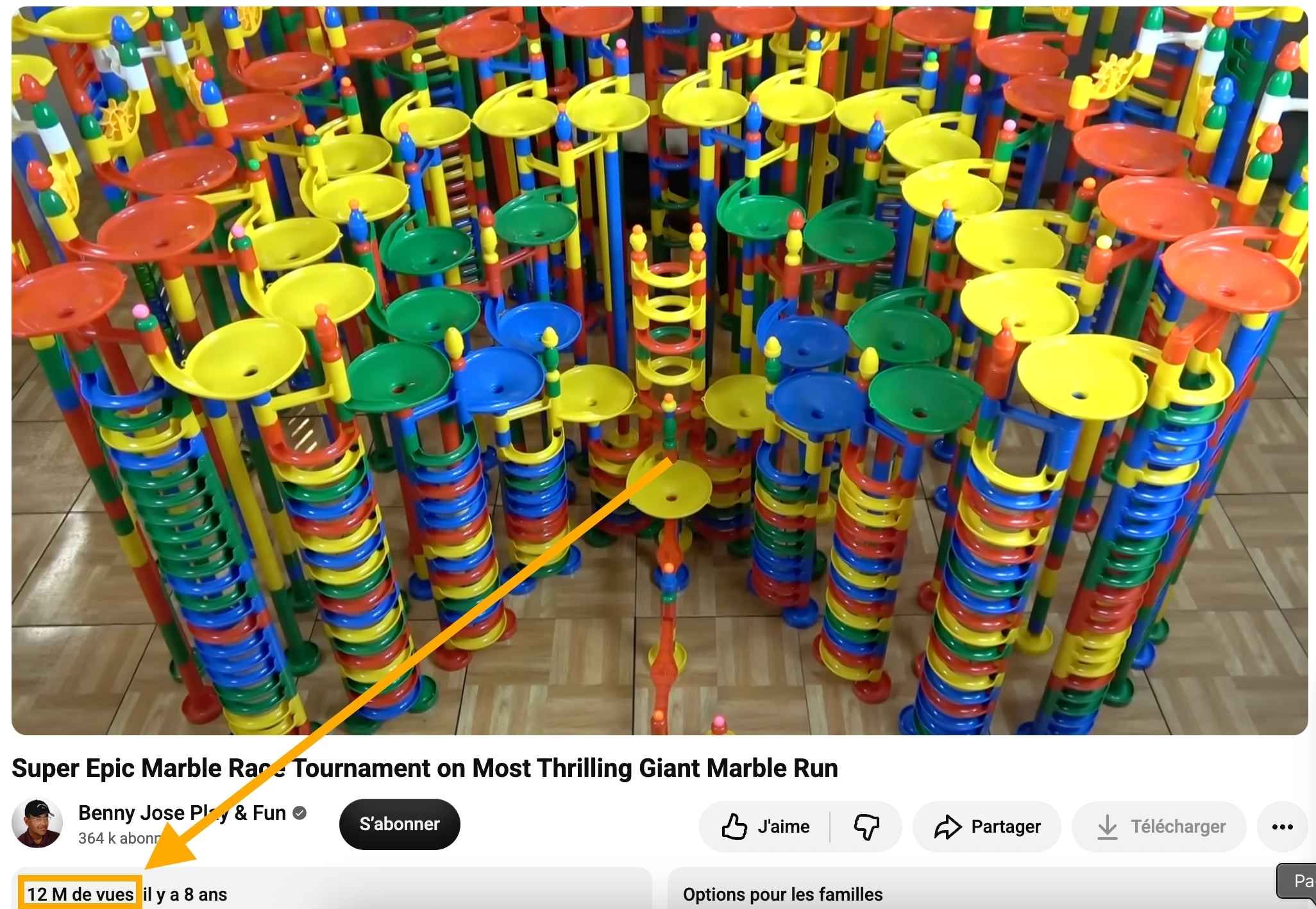 Vidéo de course de billes avec 12 millions de vues sur YouTube