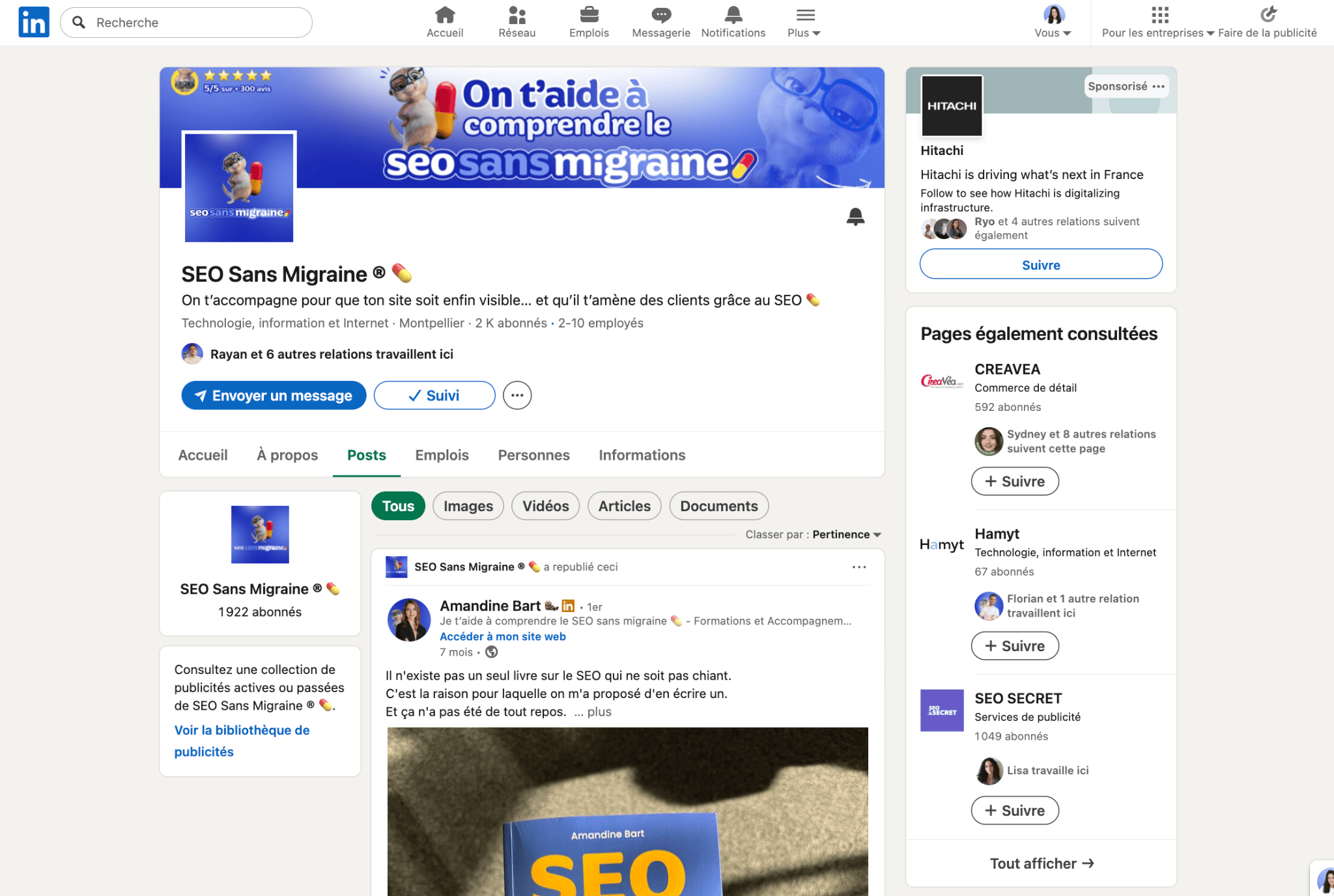 Exemple page LinkedIn