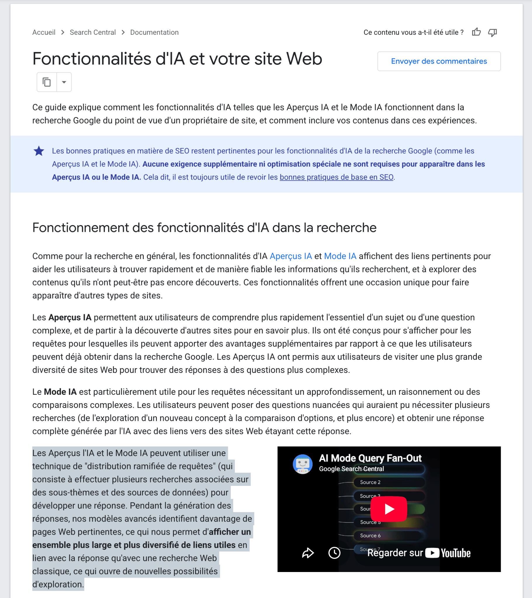 Fonctionnement des fonctionnalités d'IA dans la recherche selon le rapport officiel Google