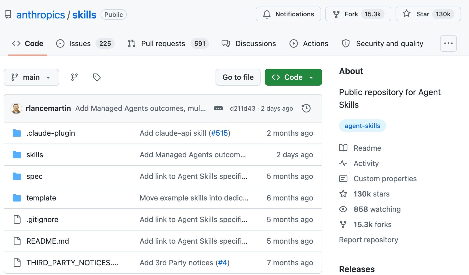 Le dépôt GitHub officiel d'Anthropic pour les skills ou compétences Claude