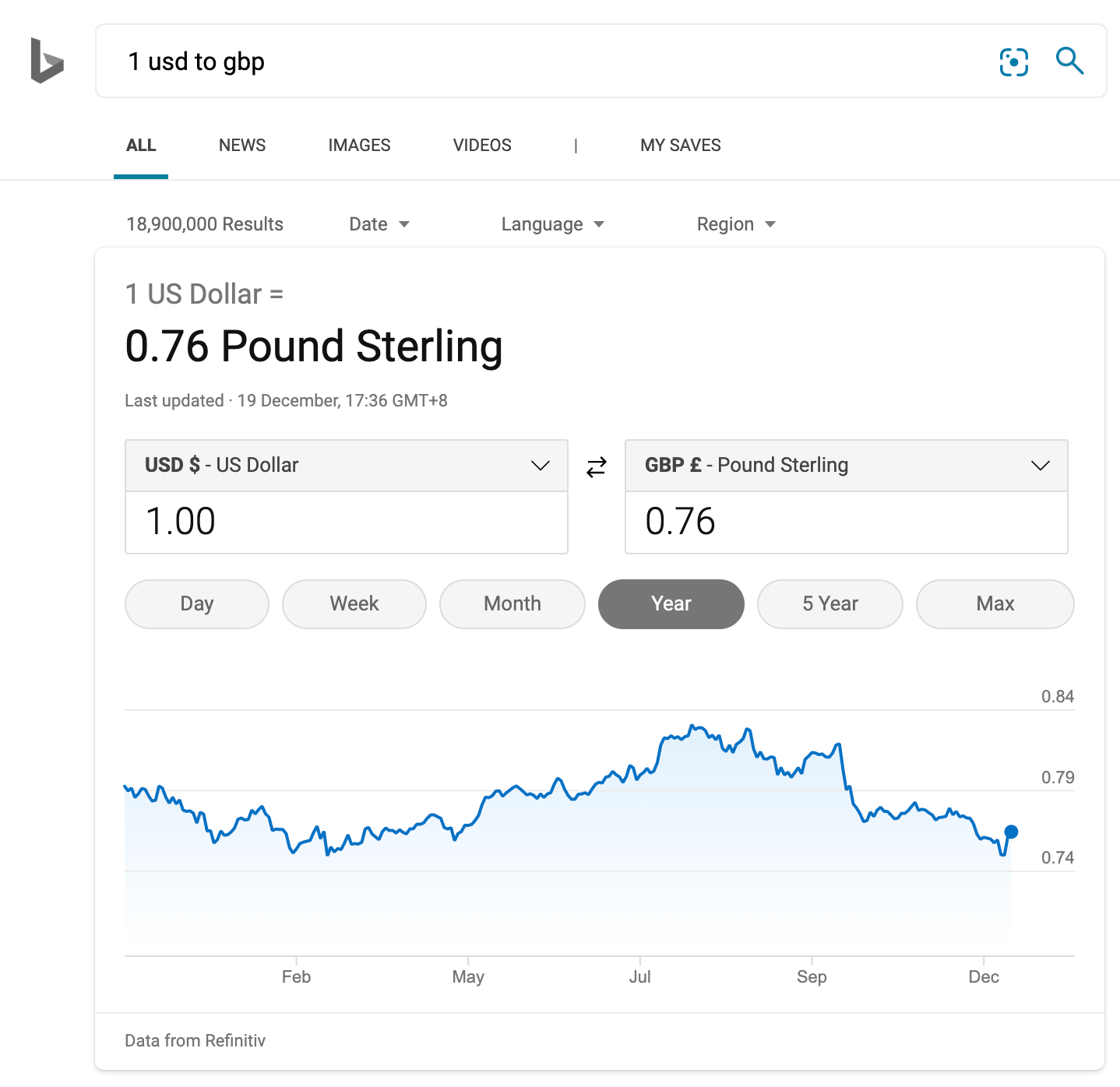 bing currency conversion