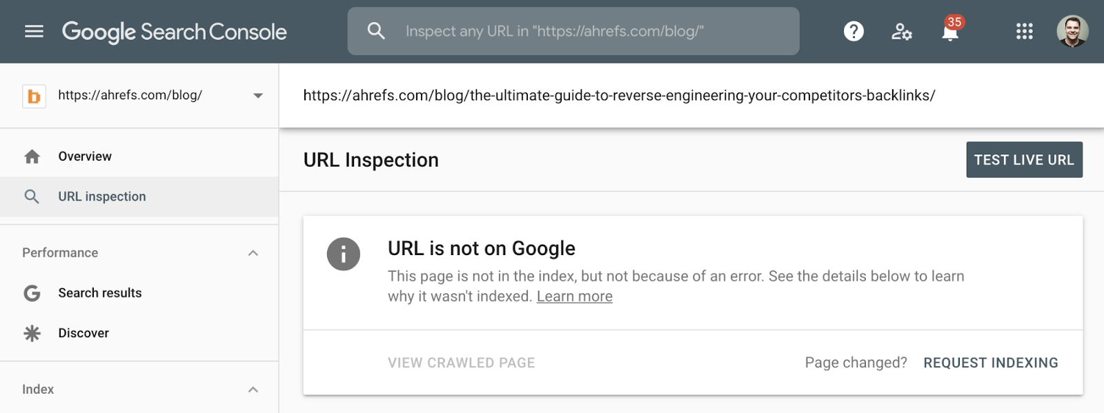 6 url is not on google