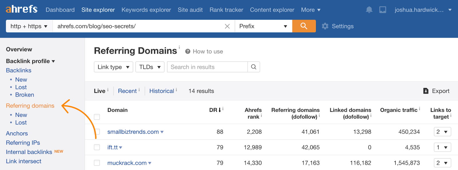 8 referring domains ahrefs