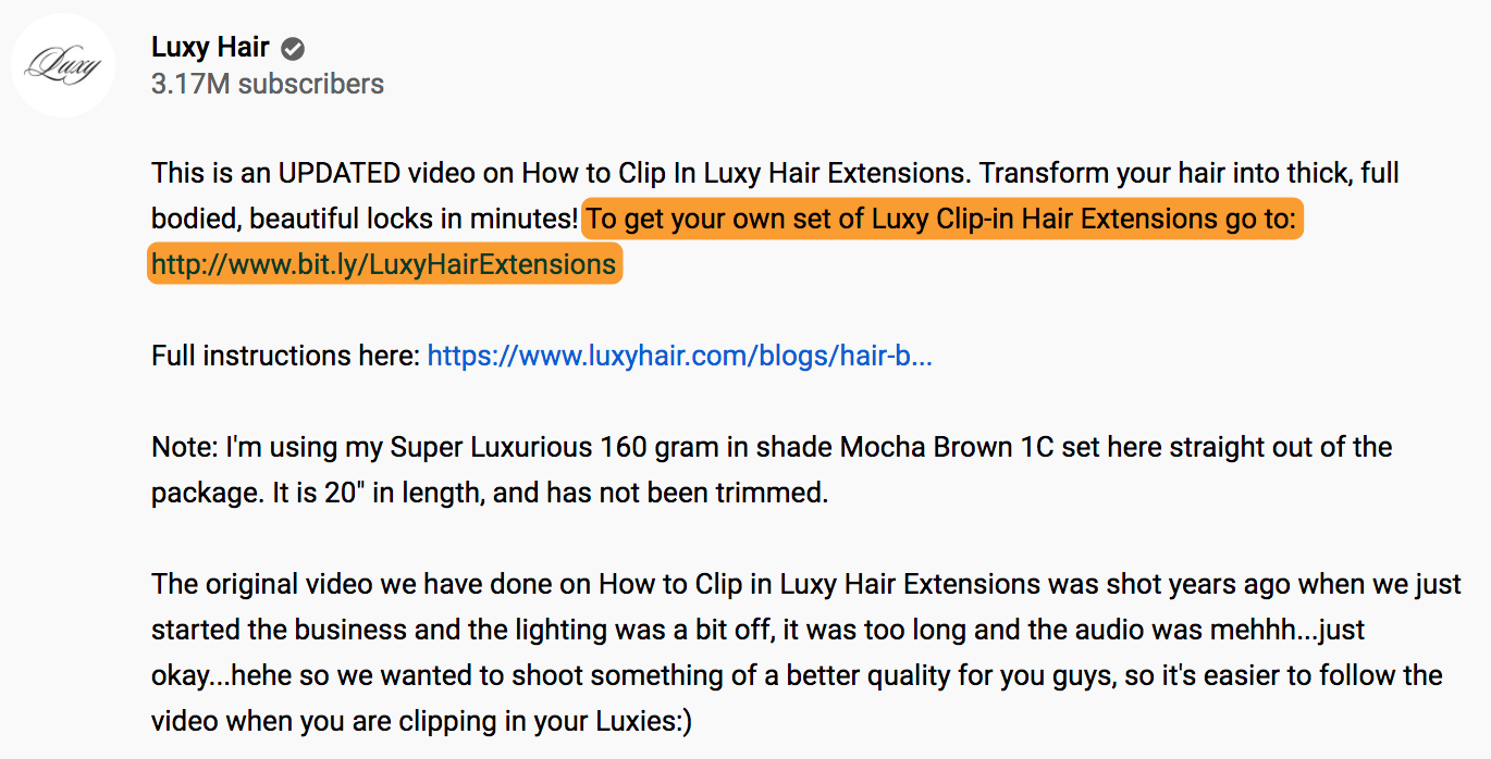 7 luxy hair youtube description