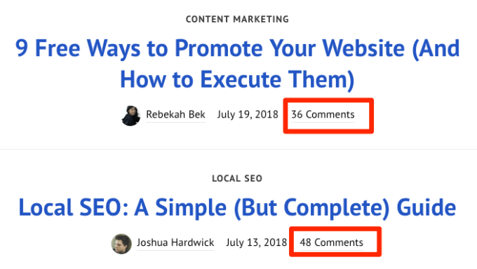 Ahrefsのブログ投稿一覧で、各記事に付けられたコメント数が多数表示されており、読者エンゲージメントの高さを示すスクリーンショット
