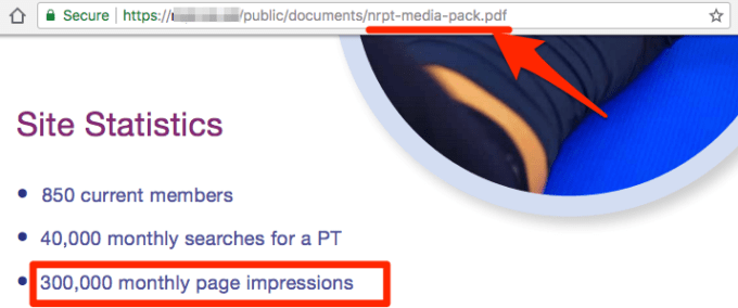 媒体資料（メディアキット）内に掲載された、サイトの訪問者数やページビューなどのアクセス統計をまとめた数値一覧のスクリーンショット