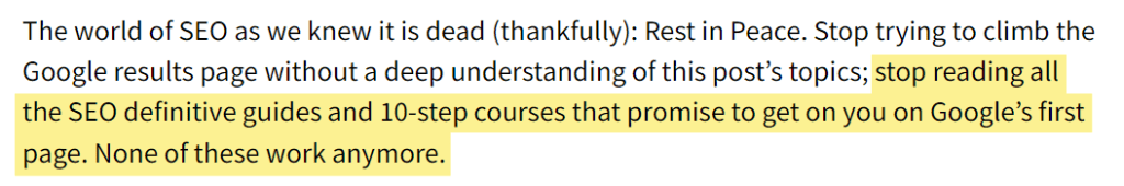 新しい SEO に関する情報を示す検索結果一覧のスクリーンショット