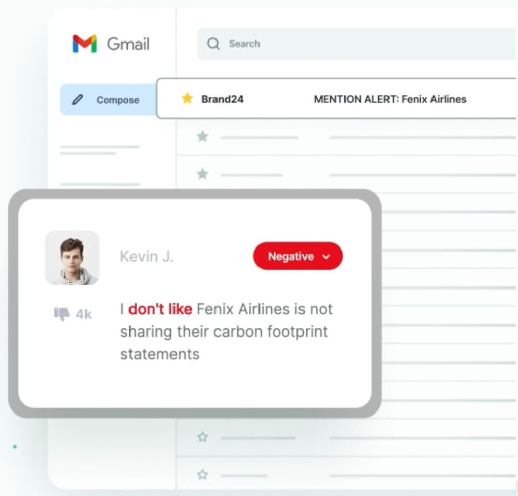 Brand24を使用してソーシャルメディアでの存在感を監視する画面

