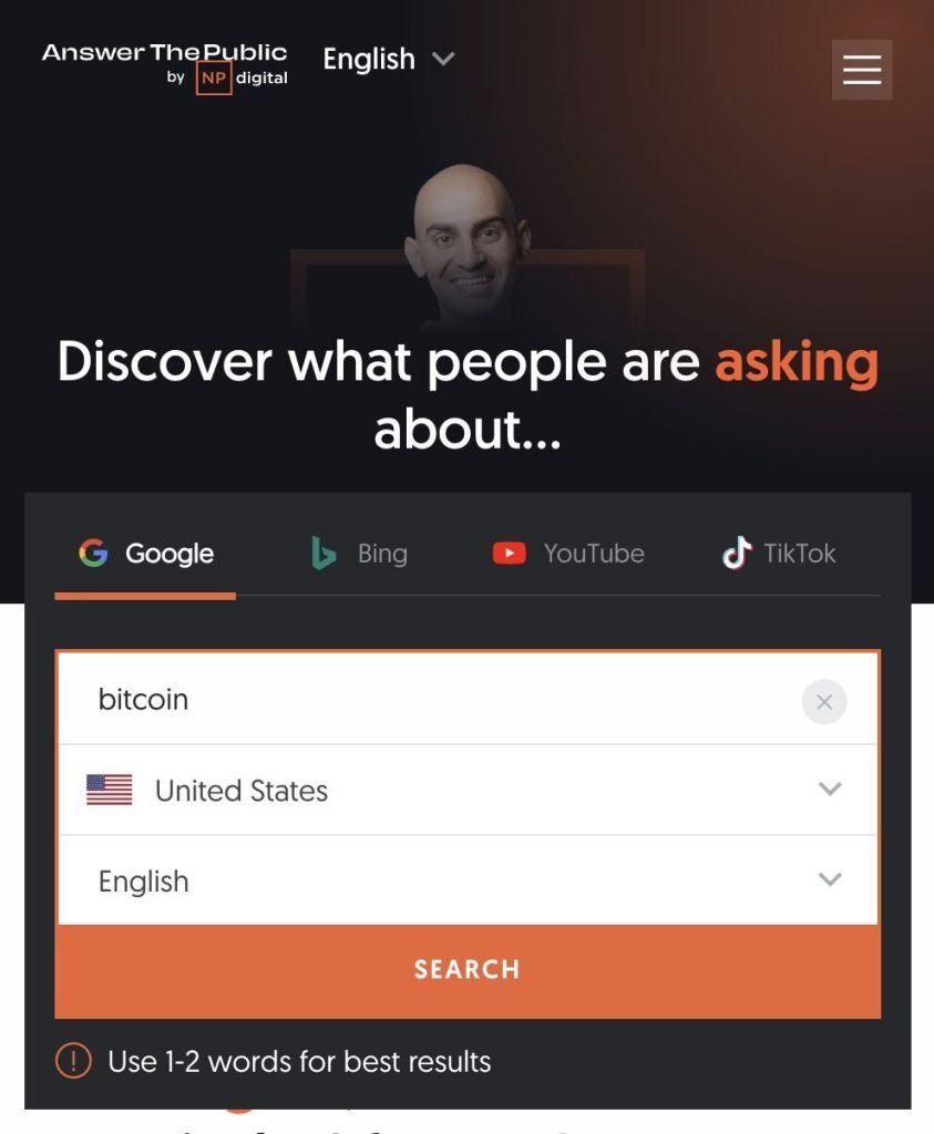 Answer The Publicのトップページ画面