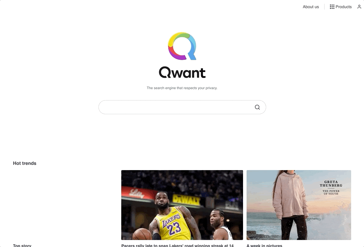 Qwantの検索ショートカット機能の紹介画面