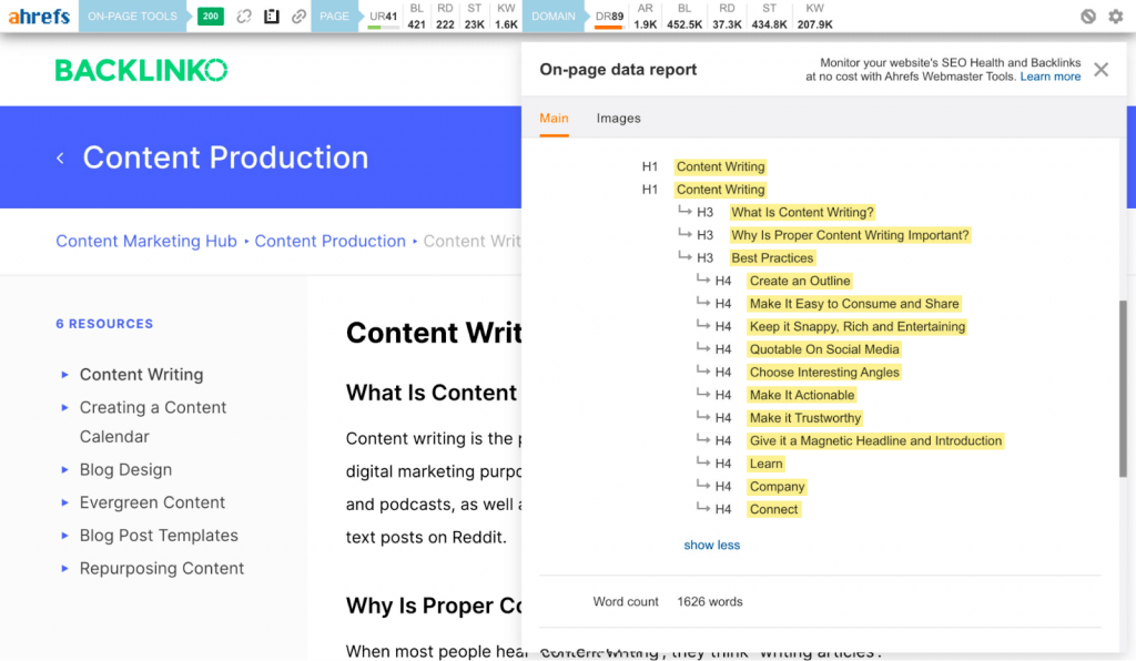 AhrefsのSEOツールバーの多面
