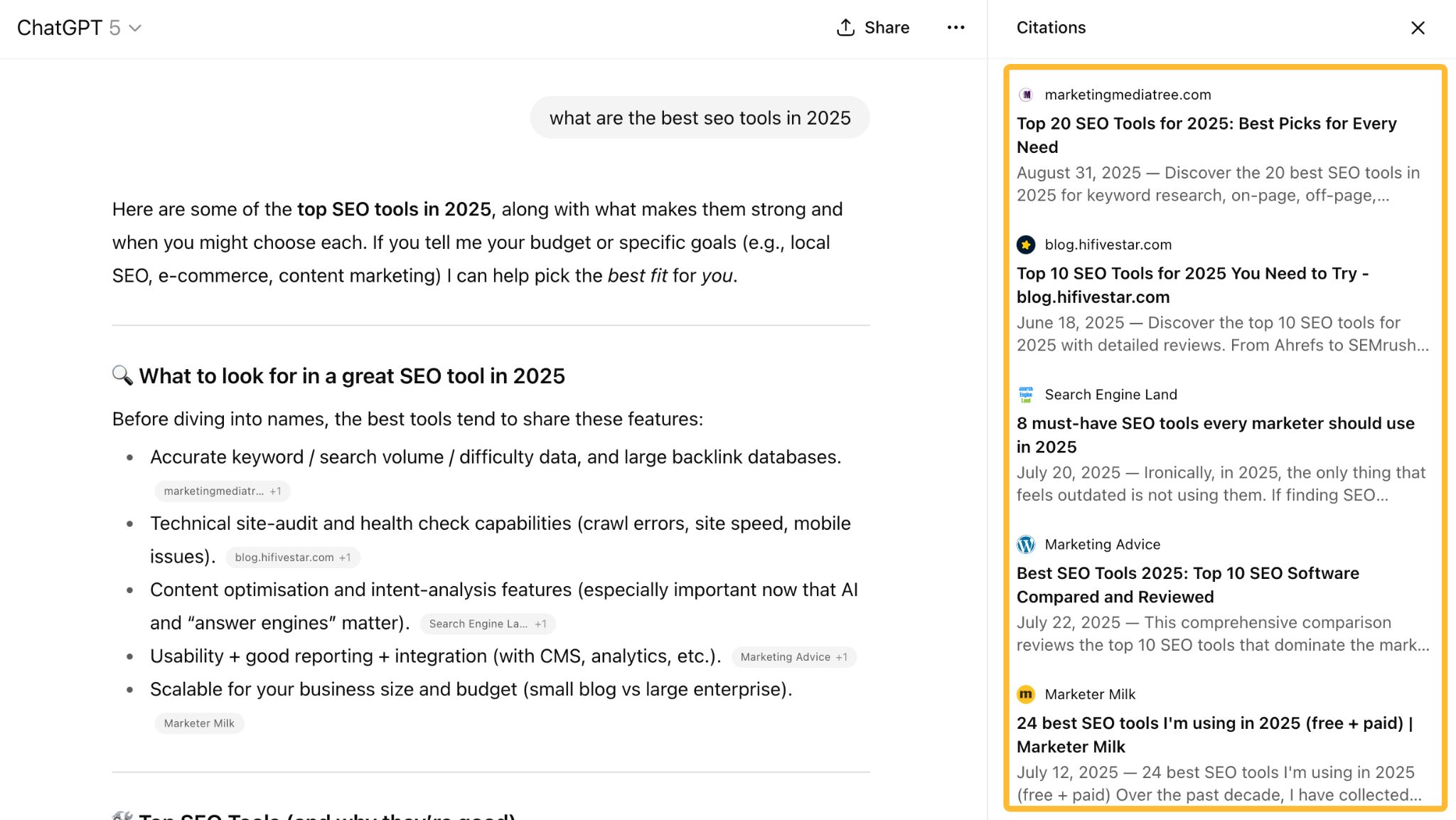 同じクエリに対して ChatGPT が生成した異なる引用リストを比較し、回答のばらつきを示している別バージョンの画像。