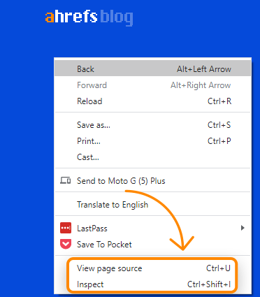 右クリックして、ページのソースコードを表示する「View Source」と、ページを検査する「Inspect」の選択肢が表示された画面