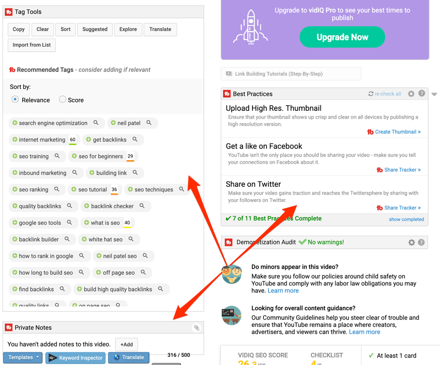 TubeBuddyでビデオをアップロードする時のタグを提案する画面