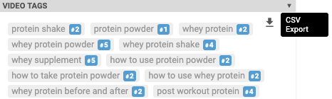 シングル クリックでビデオ タグを CSV にエクスポートする画面