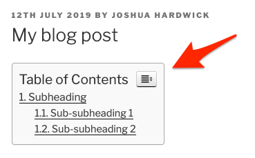 Easy Table of Contentsを使った結果画面