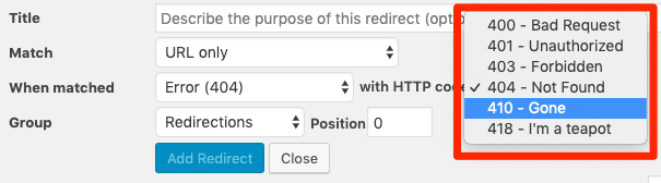 Redirectionの4XXステータスコードに対応している画面