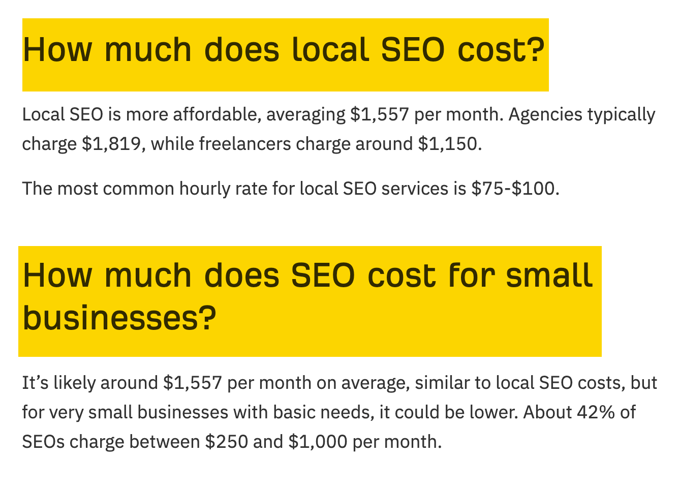 記事内で、質問の見出しが一覧形式で表示された、情報を抽出しやすい構造のスクリーンショット。
