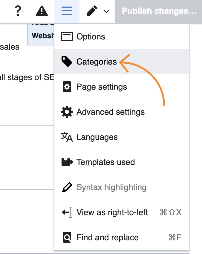 Wikipedia の記事下部に表示される分類（カテゴリ）編集エリアのスクリーンショットで、カテゴリ追加用のテンプレートリンクをクリックして編集を行う場面を示したもの。