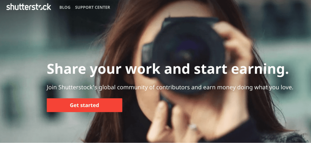 Shutterstock のトップ画面