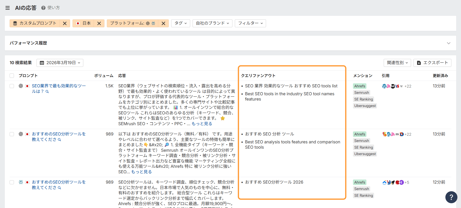 新機能のブランドレーダー「クエリファンアウト」 