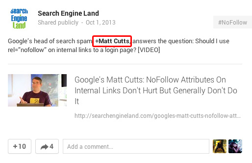 SEL includes Matt Cutt into their Google Plus update