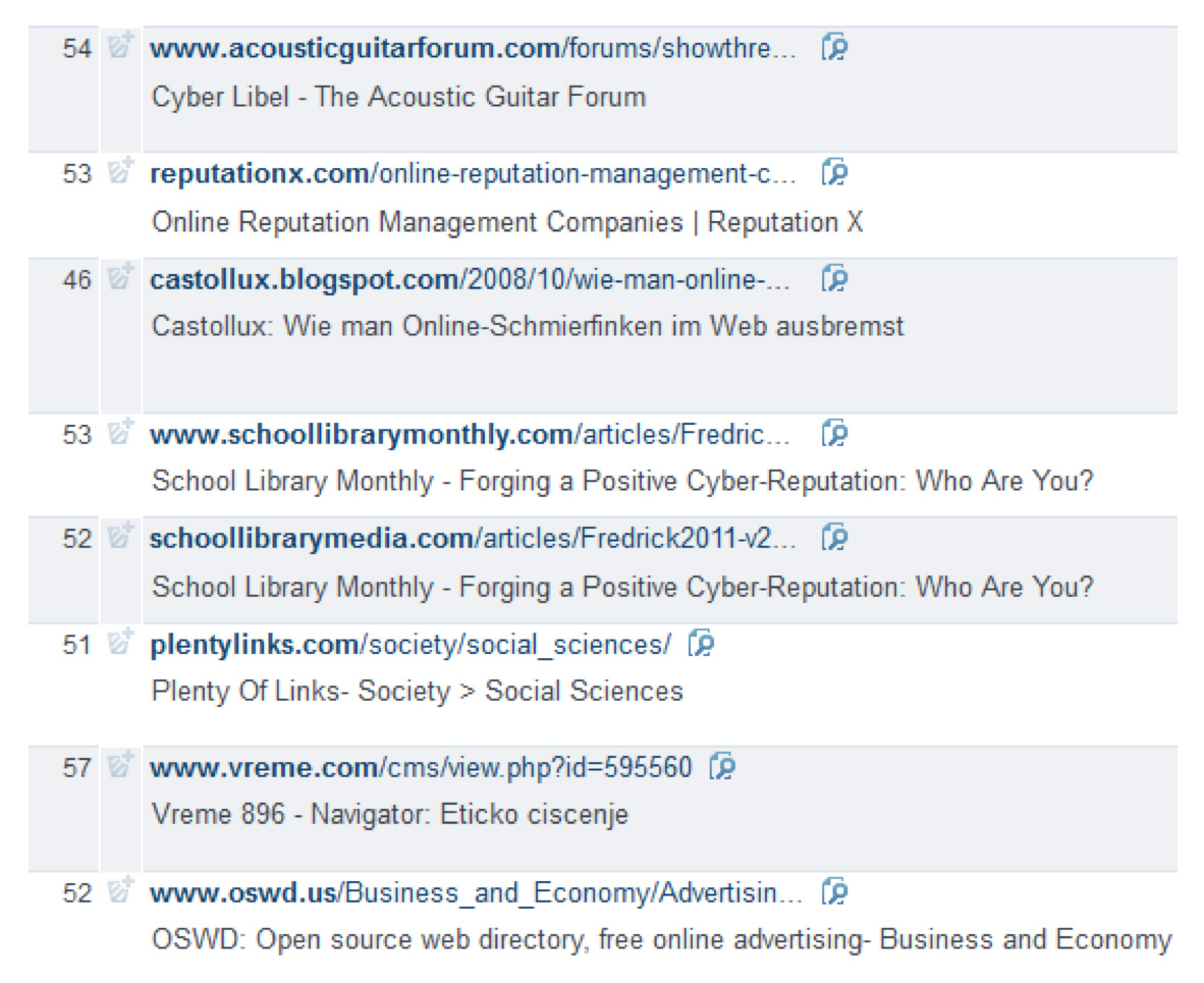 Directory links, forum links or links from unrelated sites to the original query " nursing degrees"