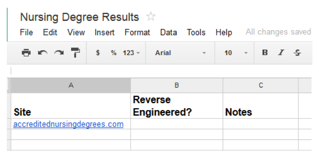 Add promising site to Google Doc for easier tracking