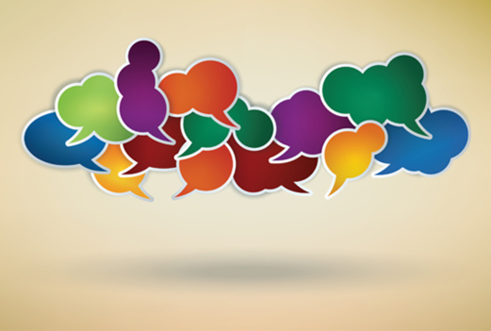 many different colored speech bubbles as a social network symbol