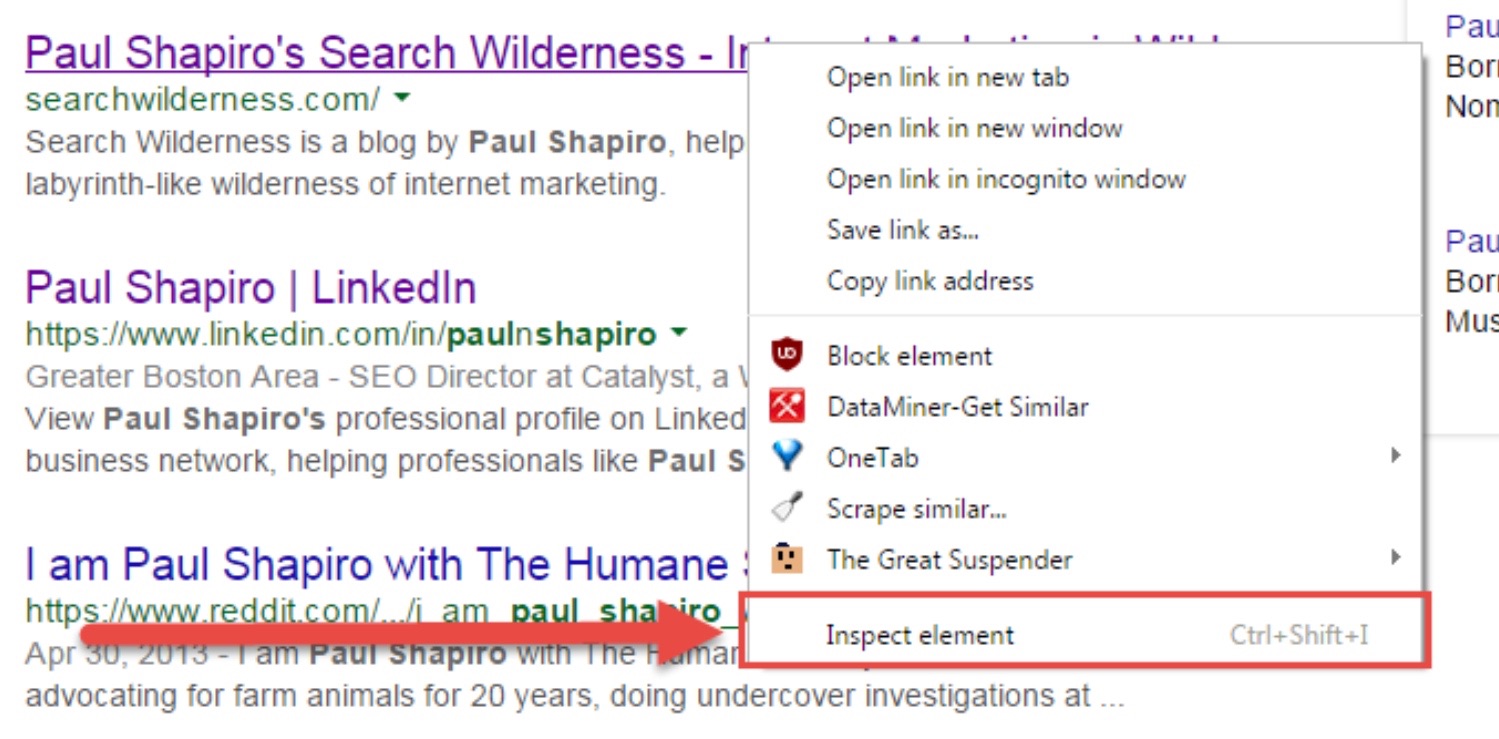 Google chrome inspect to find title pixel width