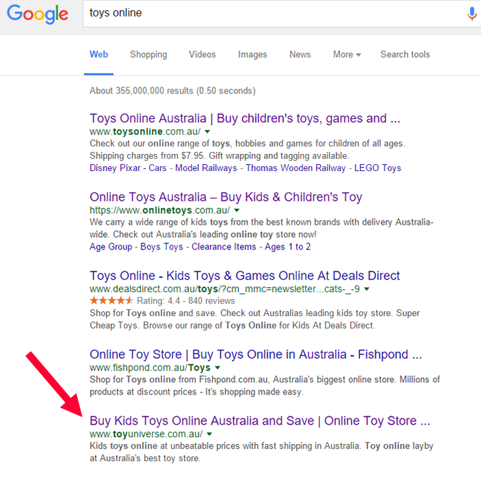 searching Google for key phrase