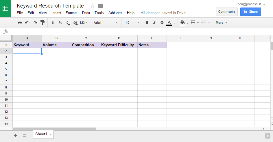 keyword research template